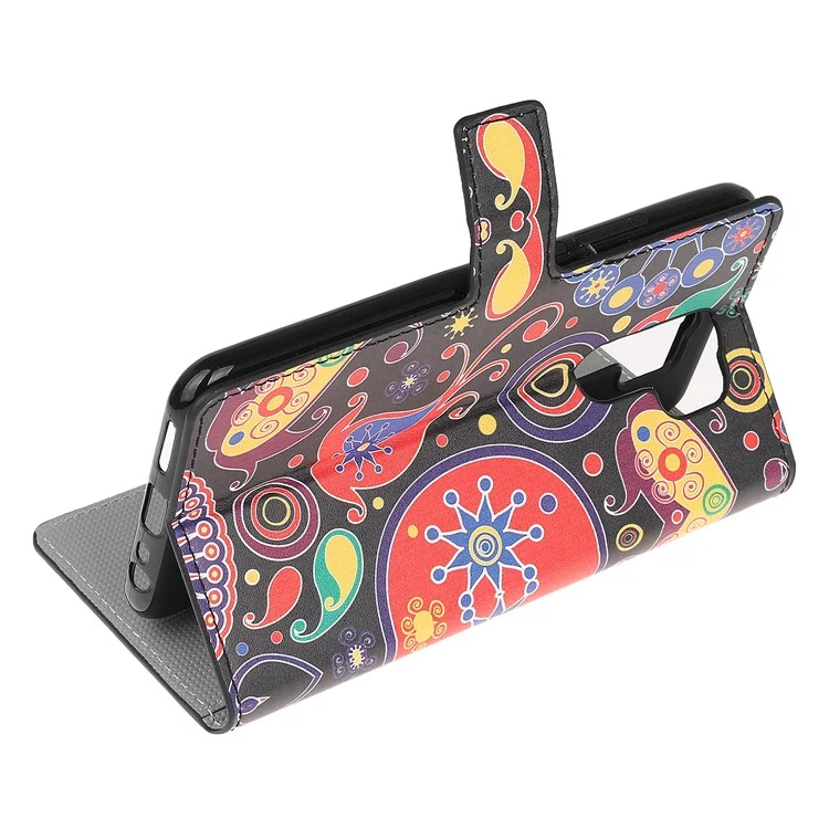 Musterdruck Leder Brieftasche Hülle Für Xiaomi Redmi 9 - Paisley Blumen