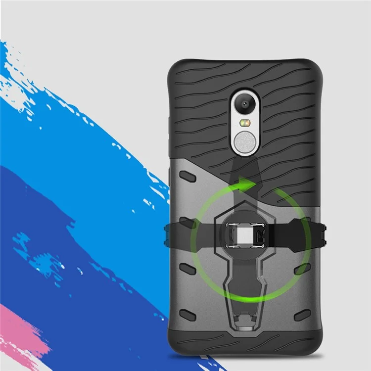 360-Degree Rotating Kickstand PC + TPU Case for Xiaomi Redmi Note 4 / Note 4X - Silver