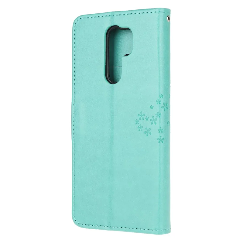 Imprint Tree Owl Portefeuille Leren Hoesje voor Xiaomi Redmi 9 - Cyaan
