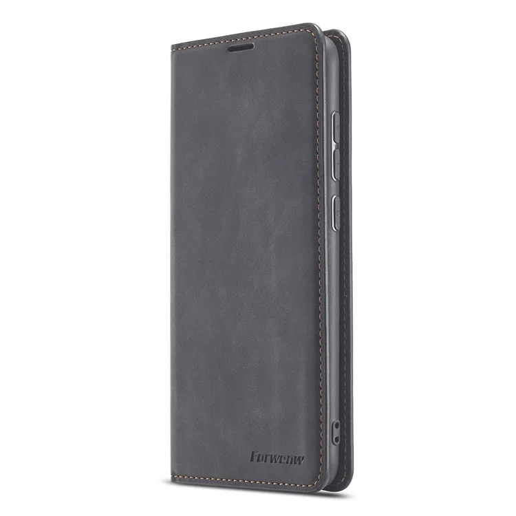 Forwenw Série De Fantasia Capa De Couro De Toque De Seda Para Xiaomi Redmi Nota 9 / Redmi 10x 4G. - Preto