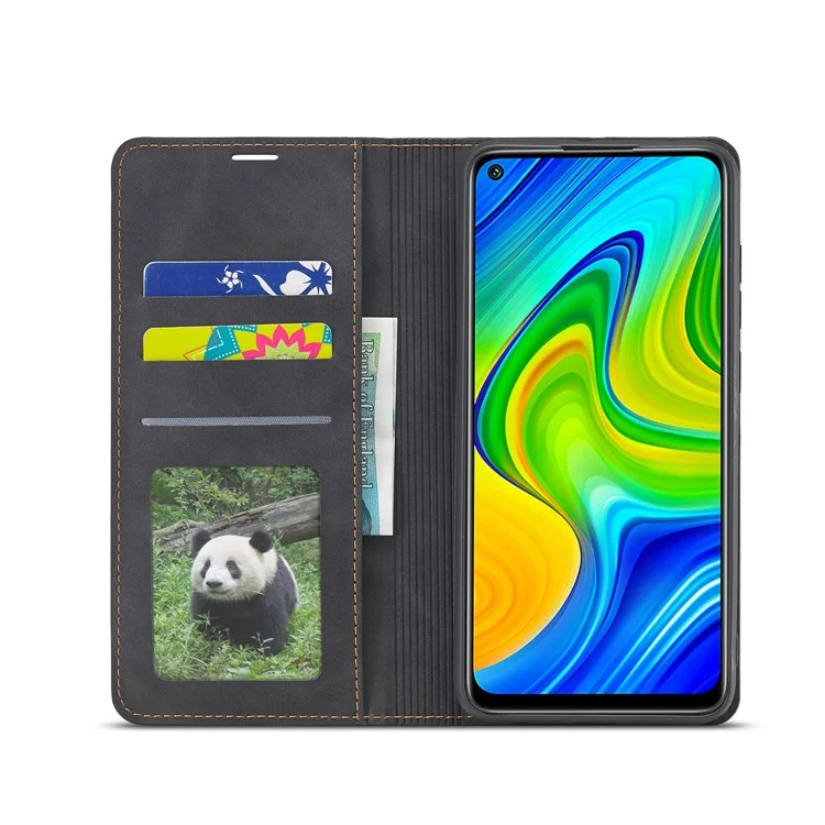Forwenw Série De Fantasia Capa De Couro De Toque De Seda Para Xiaomi Redmi Nota 9 / Redmi 10x 4G. - Preto