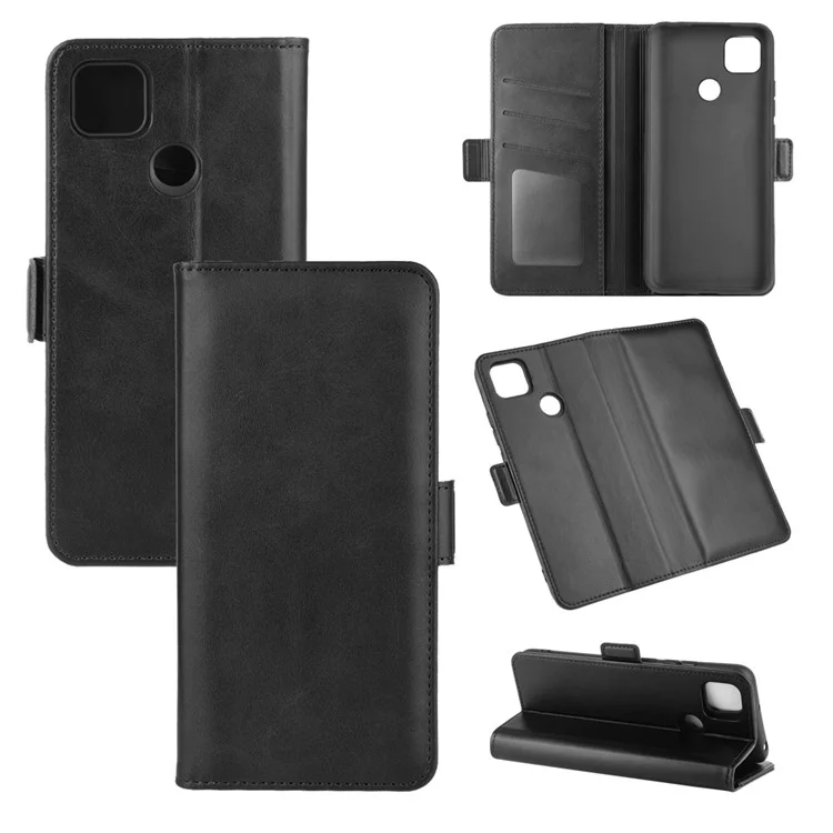 Magnet Closure Leather Wallet Stand Phone Case Cover for Xiaomi Redmi 9C/9C NFC - Black