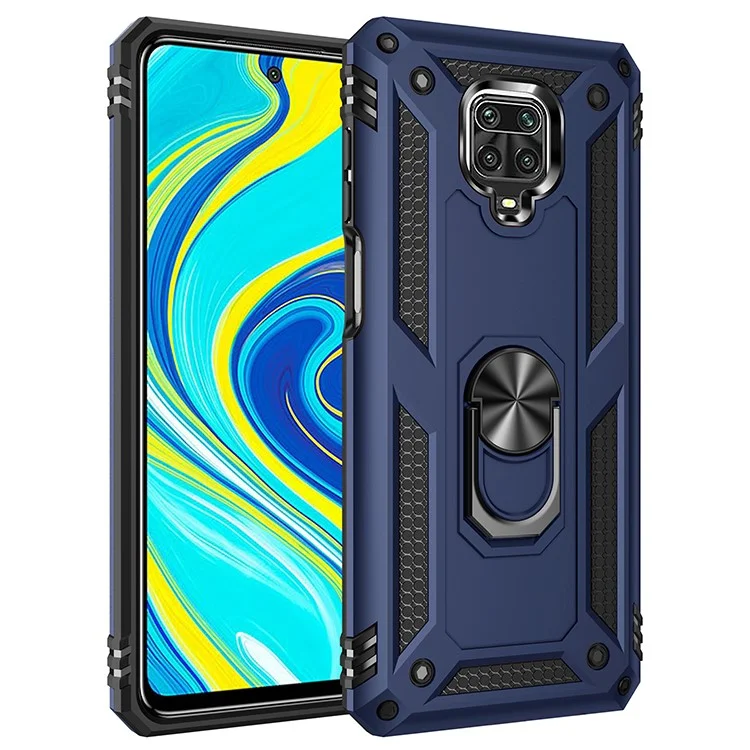 Caixa de Telefone Hybrid PC TPU Kickstand Armour Para Xiaomi Redmi Note 9 Pro/Redmi Note 9S - Azul