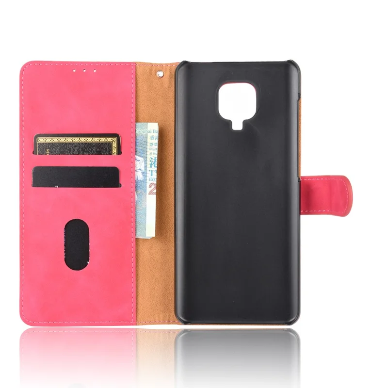 Skin-touch Wallet Stand Leather Flip Shell for Xiaomi Redmi Note 9S/Note 9 Pro/9 Pro Max - Red