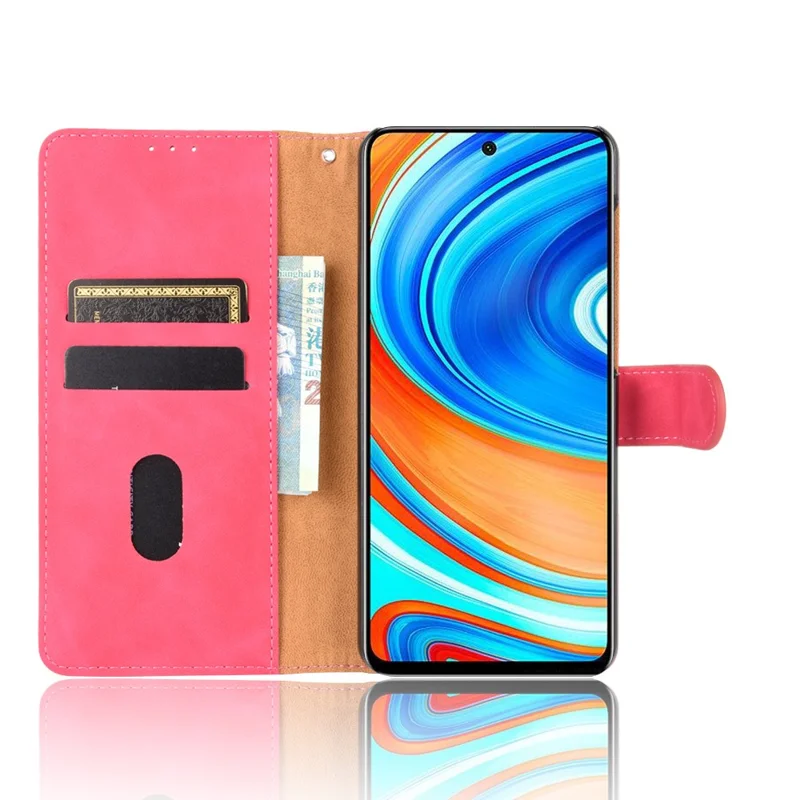 Skin-touch Wallet Stand Leather Flip Shell for Xiaomi Redmi Note 9S/Note 9 Pro/9 Pro Max - Red