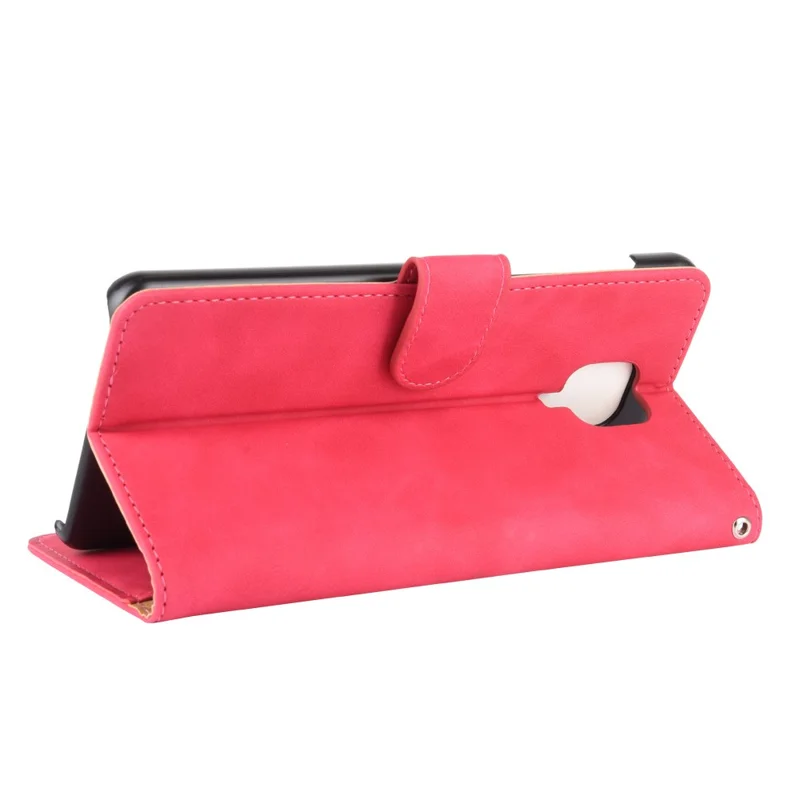 Skin-touch Wallet Stand Leather Flip Shell for Xiaomi Redmi Note 9S/Note 9 Pro/9 Pro Max - Red