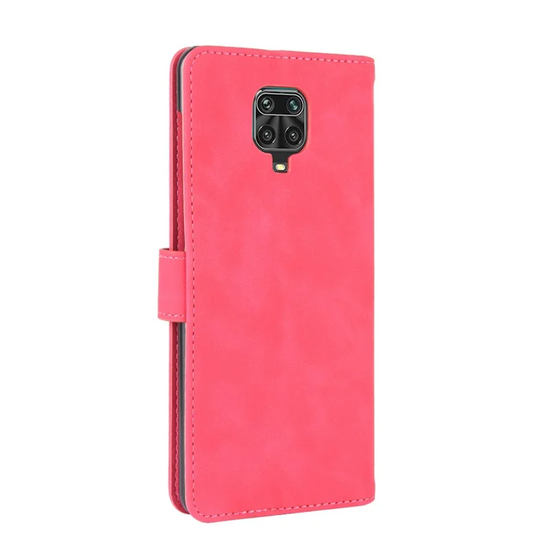 Skin-touch Wallet Stand Leather Flip Shell for Xiaomi Redmi Note 9S/Note 9 Pro/9 Pro Max - Red