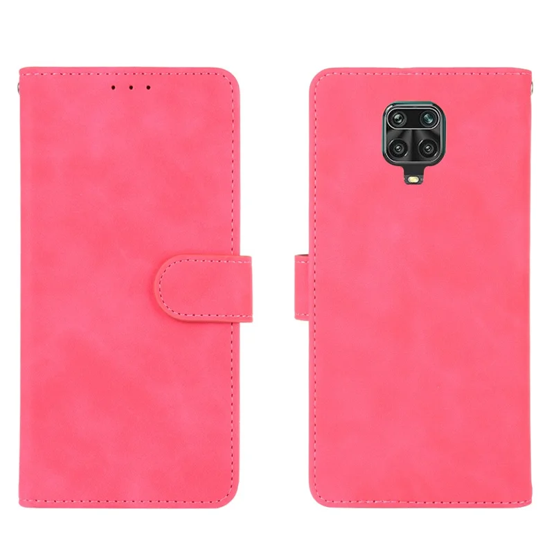 Skin-touch Wallet Stand Leather Flip Shell for Xiaomi Redmi Note 9S/Note 9 Pro/9 Pro Max - Red