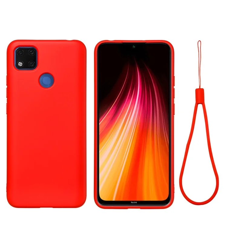 Étui de protection en silicone liquide pour Xiaomi Redmi 9C/9C NFC - Rouge
