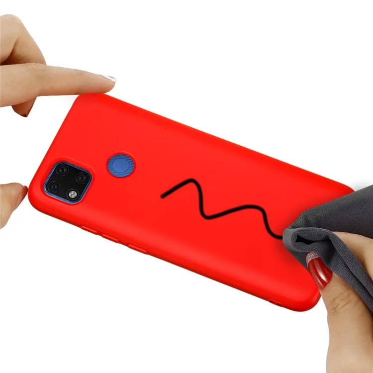 Étui de protection en silicone liquide pour Xiaomi Redmi 9C/9C NFC - Rouge