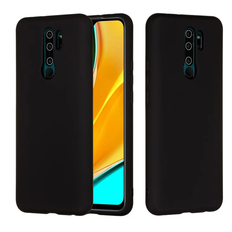 Cas de Couverture de Téléphone en Silicone Liquide Pour Xiaomi Redmi 9 - le Noir