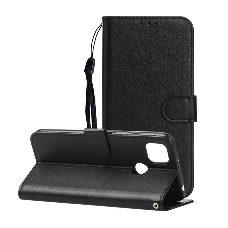 Wallet Leather Stand Mobile Phone Cover for Xiaomi Redmi 9C/9C NFC - Black