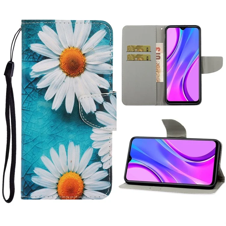 Modèle D'impression de Portefeuille Case de Support en Cuir Pour Xiaomi Redmi 9c / 9c NFC - Une Marguerite