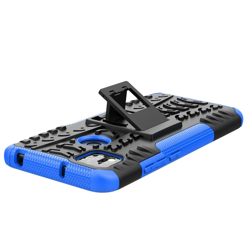 Cool Tyre PC + TPU 2 in 1 Kickstand Protection Phone Shell for Xiaomi Redmi 9C/9C NFC/Redmi 9 (India)/Redmi 10A/Xiaomi Poco C3 - Blue