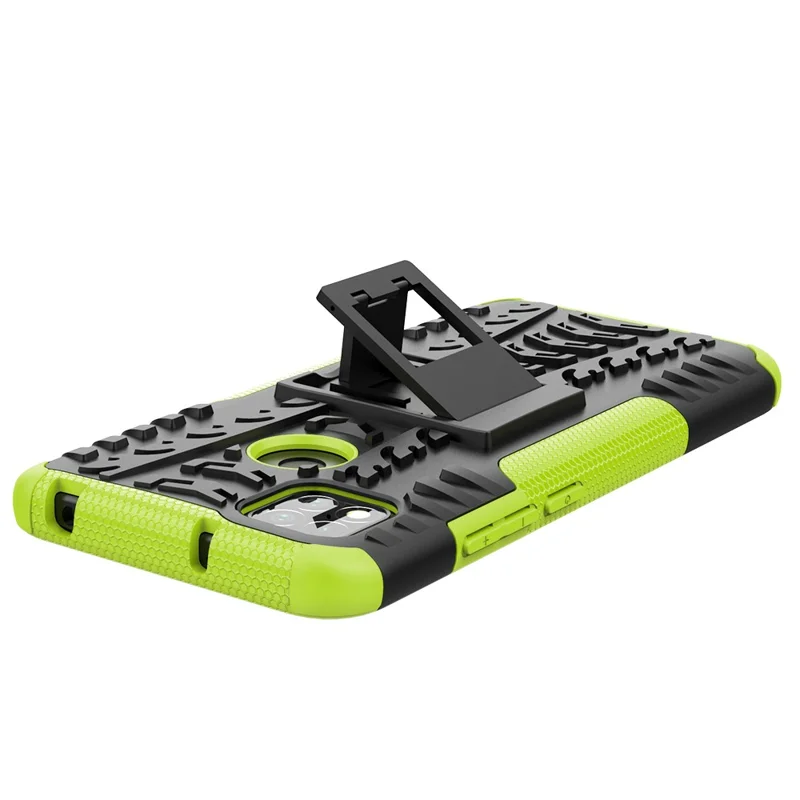 Cool Tyre PC + TPU 2 in 1 Kickstand Protection Phone Shell for Xiaomi Redmi 9C/9C NFC/Redmi 9 (India)/Redmi 10A/Xiaomi Poco C3 - Green