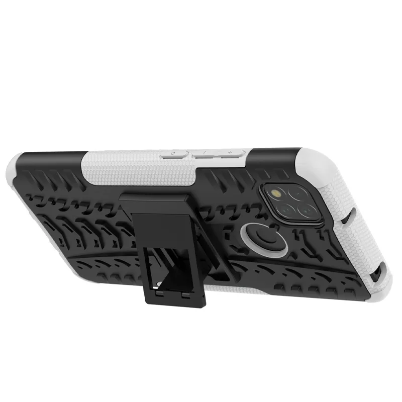 Coole Reifen-PC + TPU 2 in 1 Kickstand-Schutzgehäuse für Xiaomi Redmi 9C/9C NFC/Redmi 9 (Indien)/Redmi 10A/Xiaomi Poco C3 - Weiß