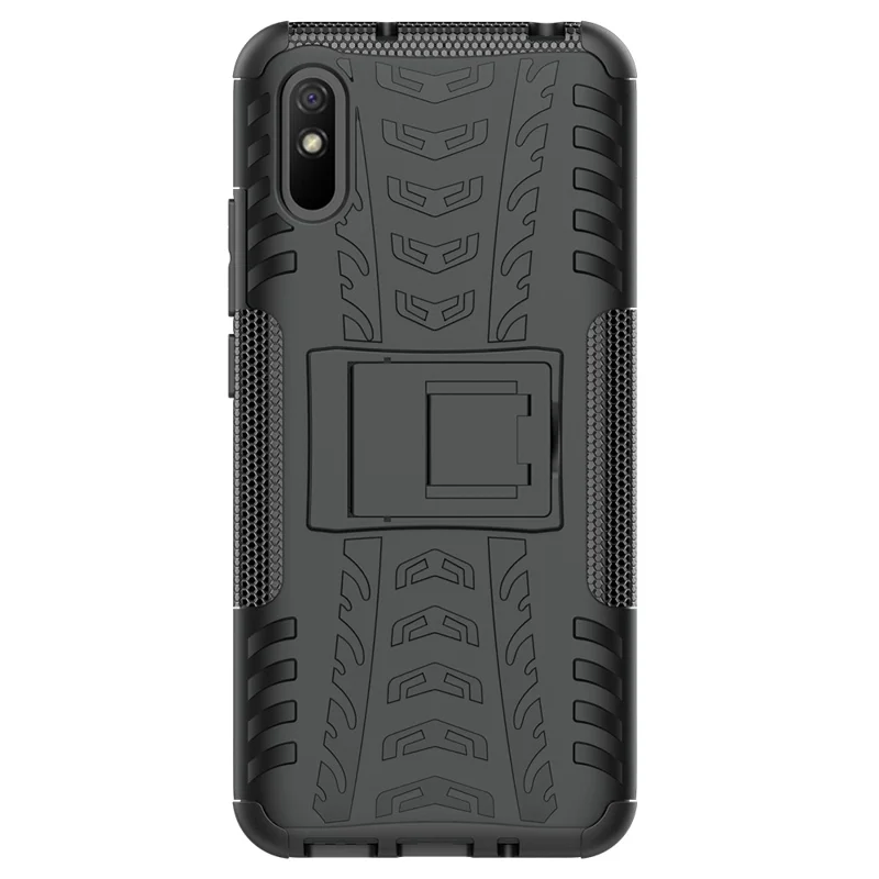 Cool Tyre PC + TPU Combo Shell with Kickstand Cover for Xiaomi Redmi 9A - Black