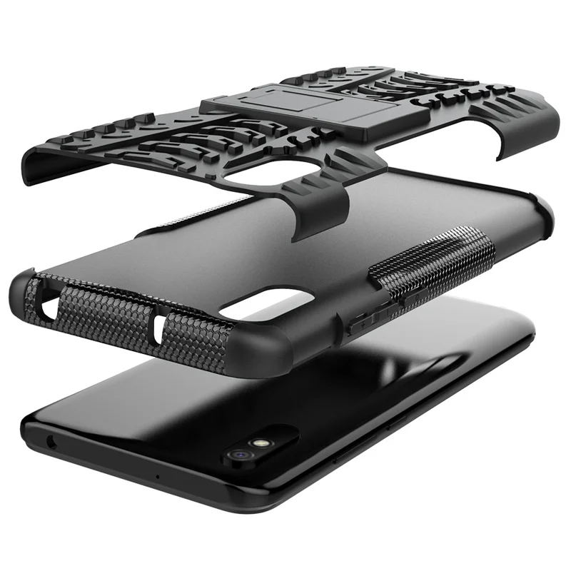 Cool Tyre PC + TPU Combo Shell with Kickstand Cover for Xiaomi Redmi 9A - Black