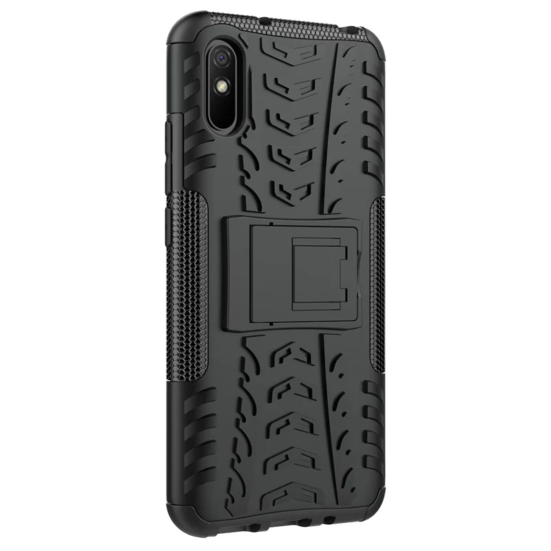 Cool Tyre PC + TPU Combo Shell with Kickstand Cover for Xiaomi Redmi 9A - Black
