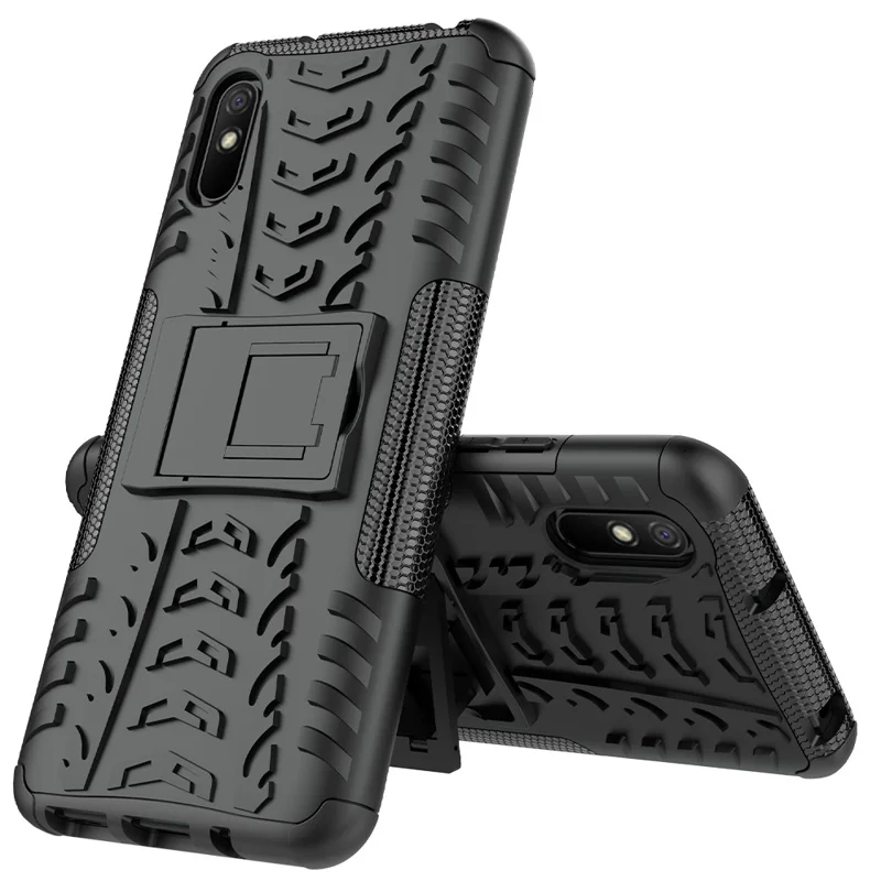 Cool Tyre PC + TPU Combo Shell with Kickstand Cover for Xiaomi Redmi 9A - Black