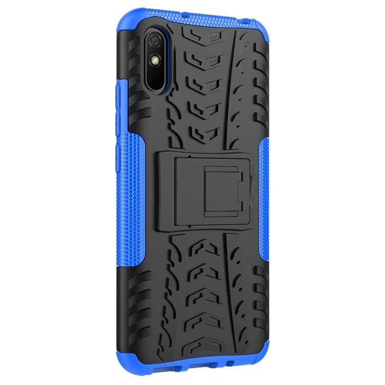 Coole Reifen-PC + TPU Combo-Schale mit Ständer-Cover für Xiaomi Redmi 9A - Blau
