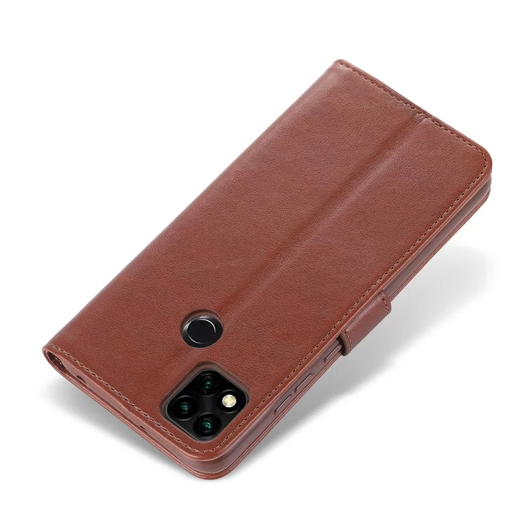 Étui de téléphone en cuir AZNS pour Xiaomi Redmi 9C/9C NFC, étui de protection avec portefeuille et support - Marron