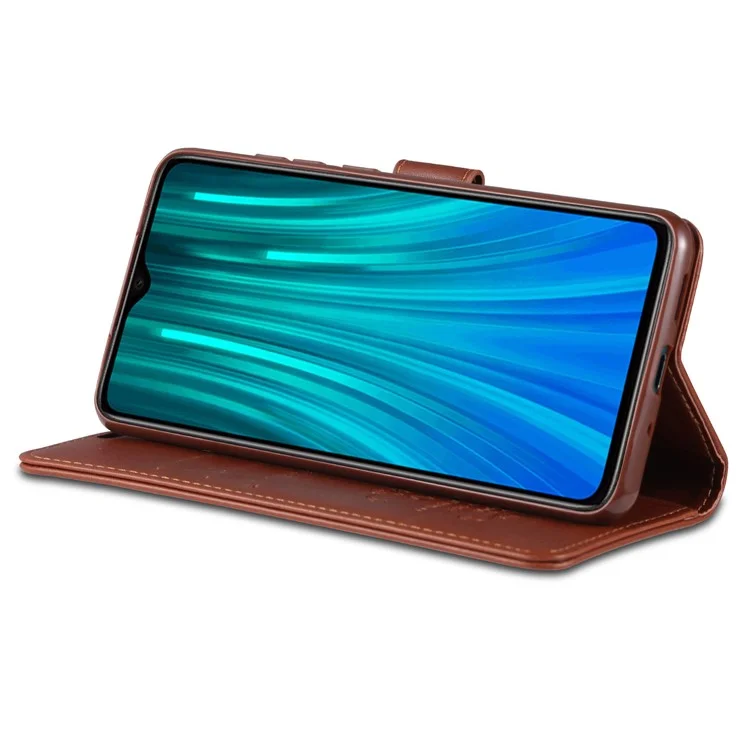 Étui de téléphone en cuir AZNS pour Xiaomi Redmi 9C/9C NFC, étui de protection avec portefeuille et support - Marron