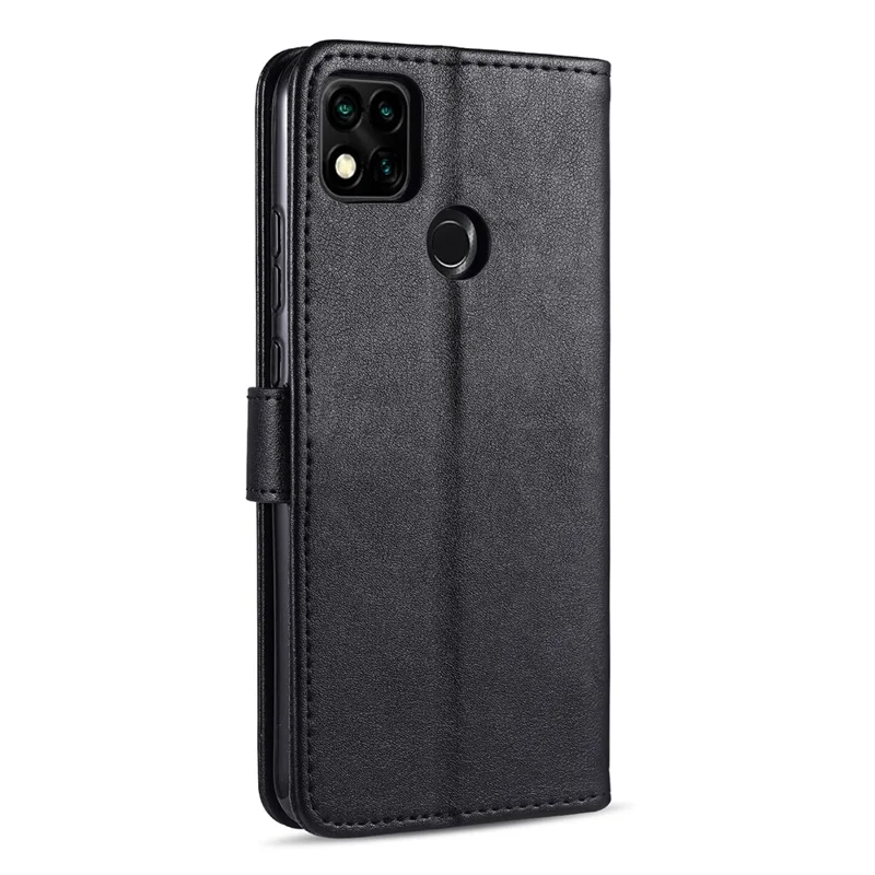 AZNS Leather Phone Case for Xiaomi Redmi 9C/9C NFC Shockproof Flip Protective Cover with Wallet Stand - Black