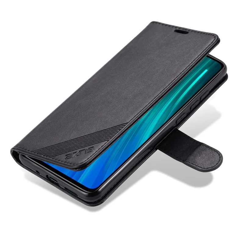 AZNS Leather Phone Case for Xiaomi Redmi 9C/9C NFC Shockproof Flip Protective Cover with Wallet Stand - Black