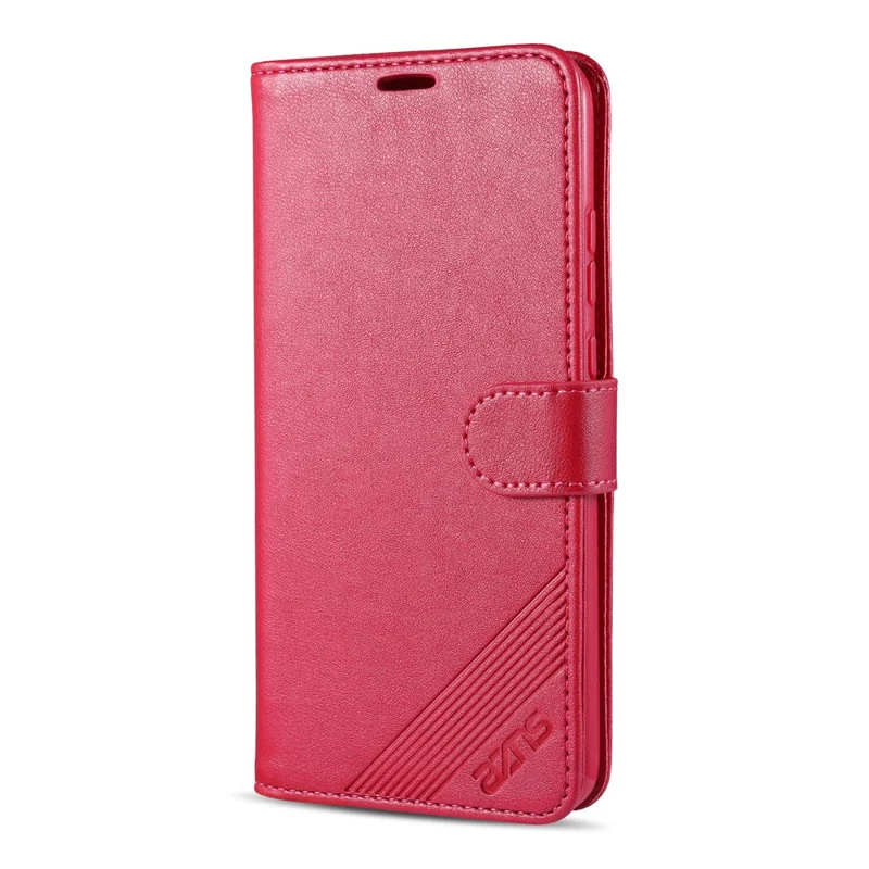 AZNS Leather Phone Case for Xiaomi Redmi 9C/9C NFC Shockproof Flip Protective Cover with Wallet Stand - Red