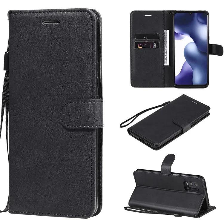 KT Leather Series-2 Wallet Leather Stand Case for Xiaomi Mi 10 Lite 5G - Black