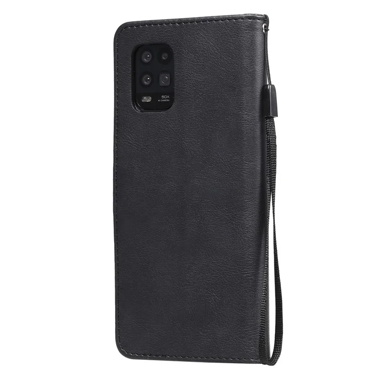 KT Leather Series-2 Wallet Leather Stand Case for Xiaomi Mi 10 Lite 5G - Black