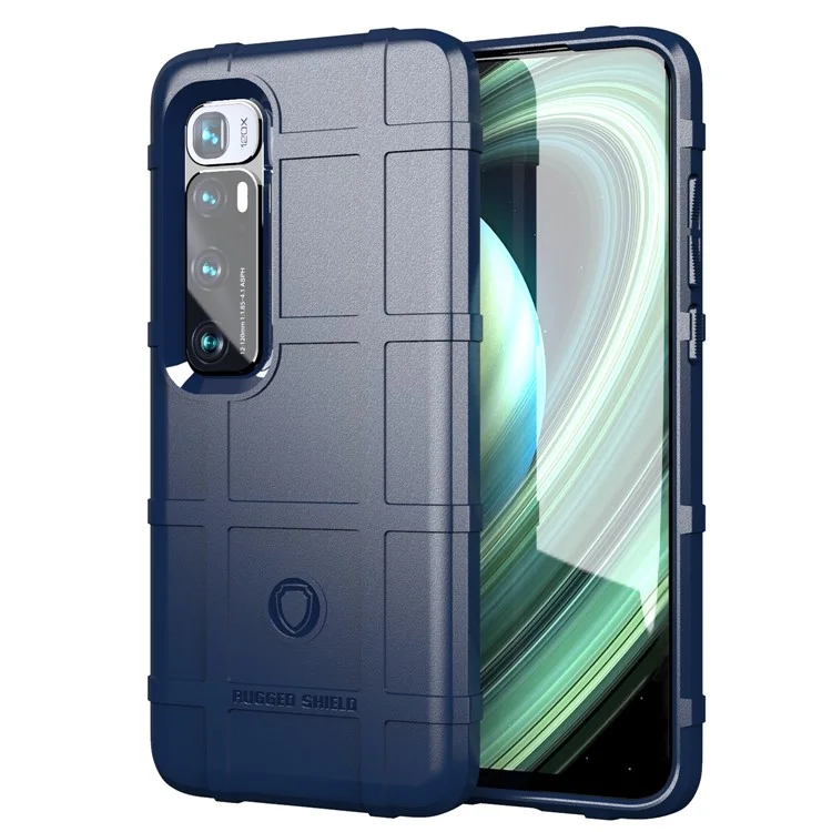 Étui Rugged Shield à texture carrée pour Xiaomi Mi 10 Ultra - Bleu