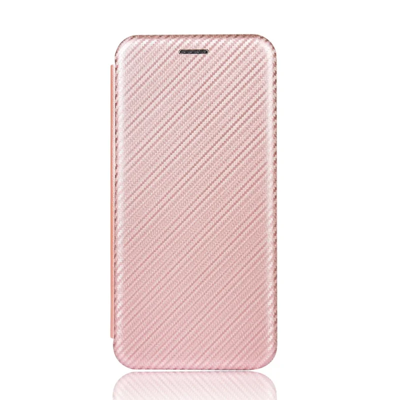 Auto-absorbed Carbon Fiber Texture Leather Case with Stand for Xiaomi Redmi 9C/Redmi 9C NFC - Pink