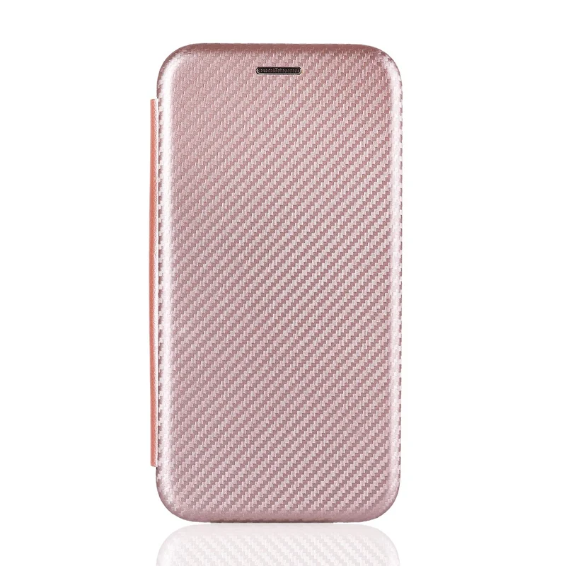 Auto-absorbed Carbon Fiber Texture Leather Case with Stand for Xiaomi Redmi 9C/Redmi 9C NFC - Pink