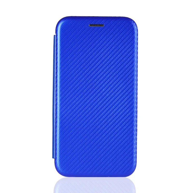 Texture in Fibra di Carbonio Auto-assorbita Custodia in Pelle Con Supporto Per Xiaomi Redmi 9C/Redmi 9C NFC - Blu