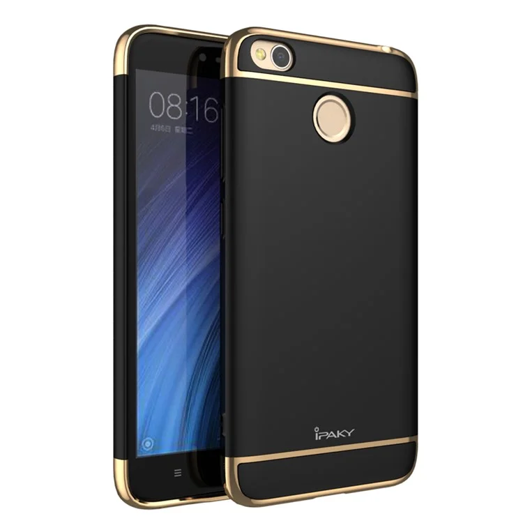 IPAKY 3-in-1 Electroplating PC Hard Phone Case for Xiaomi Redmi 4X - Black