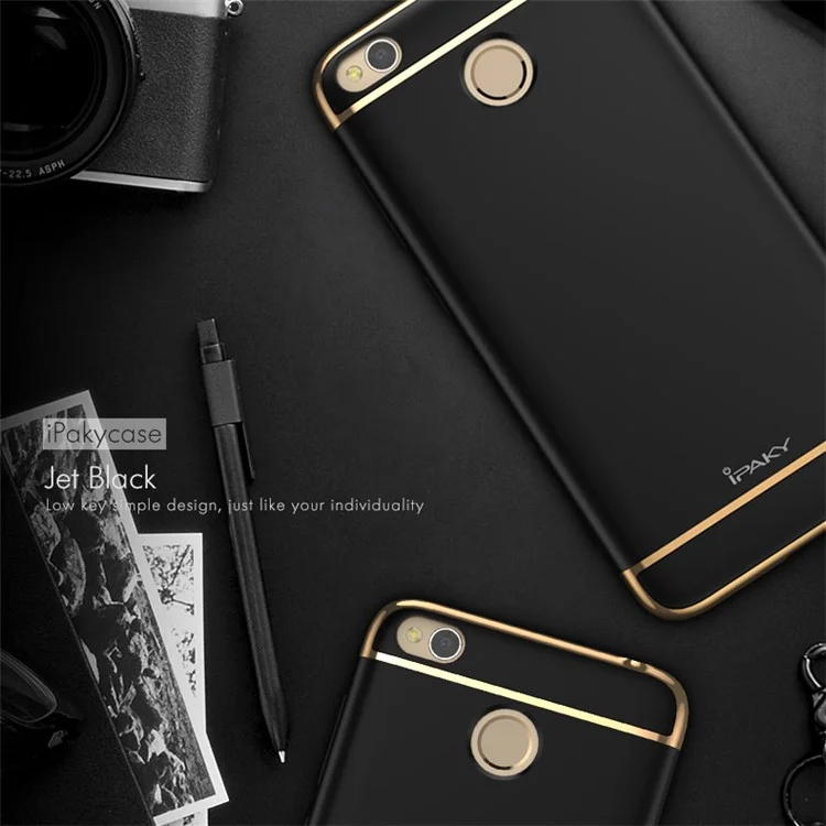 IPAKY 3-in-1 Electroplating PC Hard Phone Case for Xiaomi Redmi 4X - Black