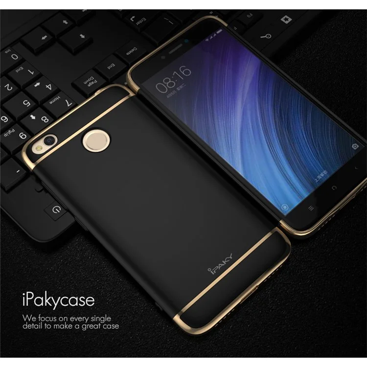 IPAKY 3-in-1 Electroplating PC Hard Phone Case for Xiaomi Redmi 4X - Black