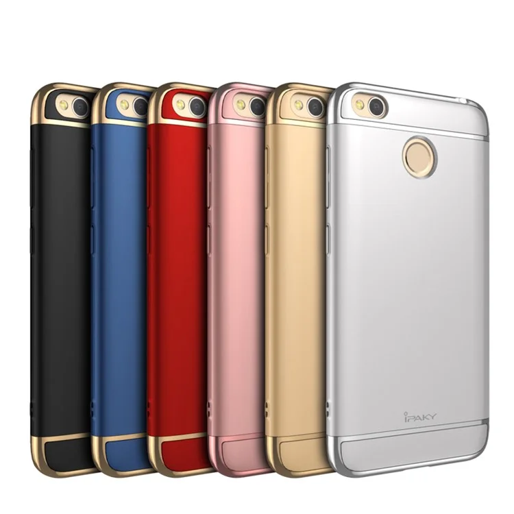 IPAKY 3-in-1 Electroplating PC Hard Phone Case for Xiaomi Redmi 4X - Black