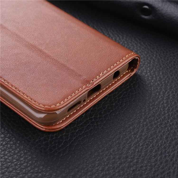 AZNS PU Leather Wallet Case for Xiaomi Redmi Note 9S/Redmi Note 9 Pro - Coffee