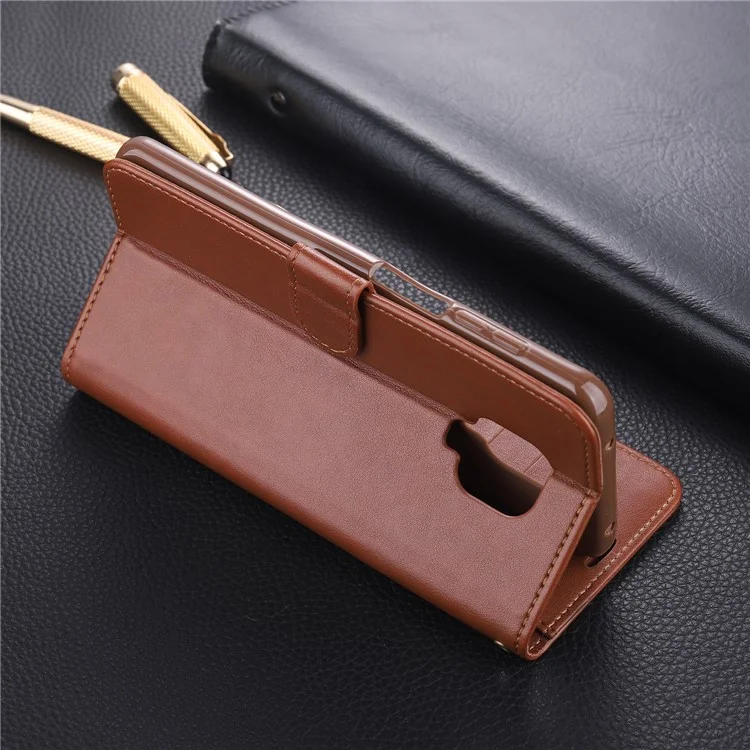 AZNS PU Leather Wallet Case for Xiaomi Redmi Note 9S/Redmi Note 9 Pro - Coffee