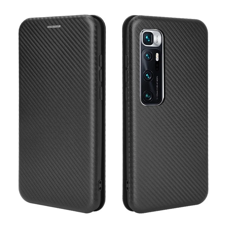 Coque en Cuir en Cuir en Cuir en Fibre de Carbone Pour Xiaomi Mi 10 Ultra - le Noir