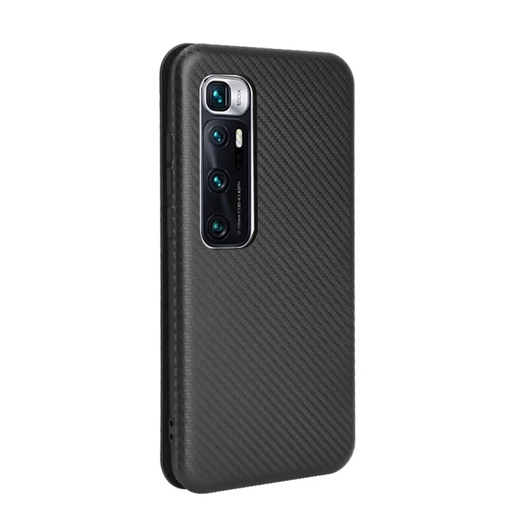 Coque en Cuir en Cuir en Cuir en Fibre de Carbone Pour Xiaomi Mi 10 Ultra - le Noir