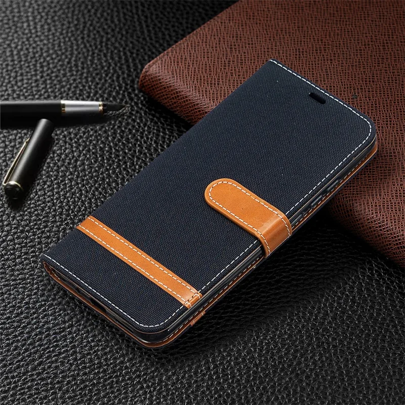Assorted Color Jeans Cloth Leather Shell for Xiaomi Redmi 9A - Black