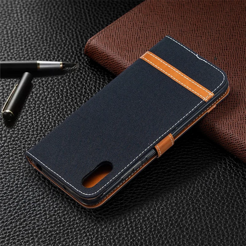 Assorted Color Jeans Cloth Leather Shell for Xiaomi Redmi 9A - Black