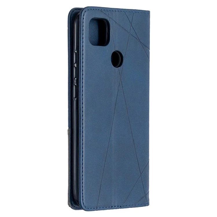 Étui en cuir avec support et porte-cartes géométrique pour Xiaomi Redmi 9C / Redmi 9C NFC - Bleu