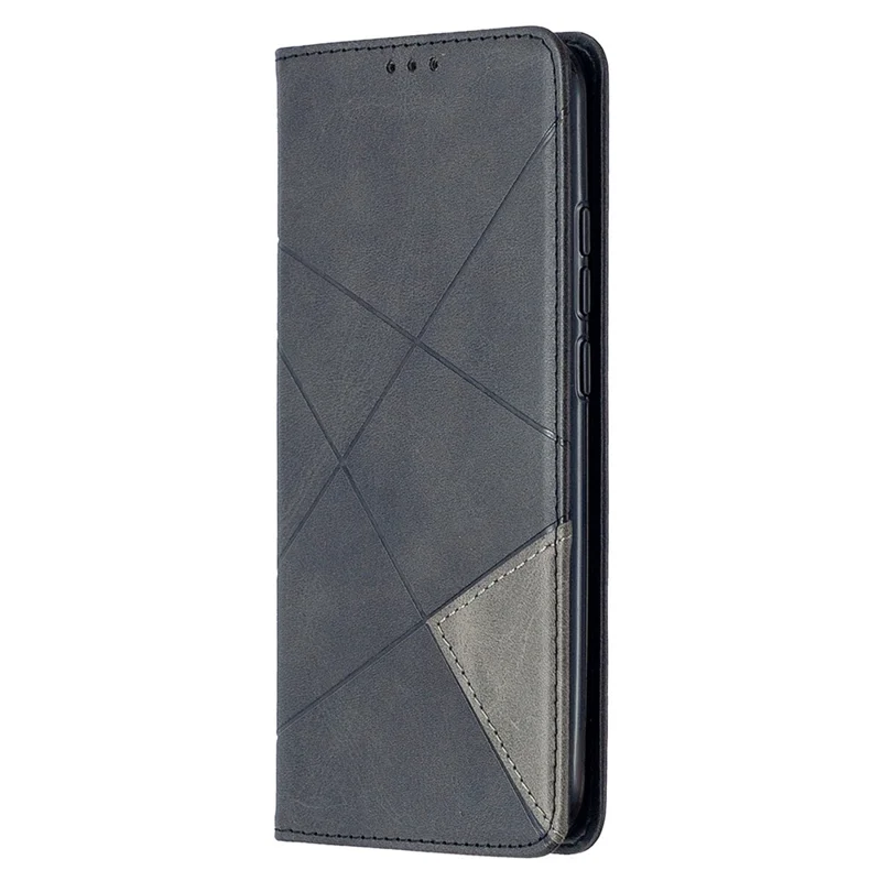 Geometric Pattern Stand Leather with Card Holder Case for Xiaomi Redmi 9C / Redmi 9C NFC - Black
