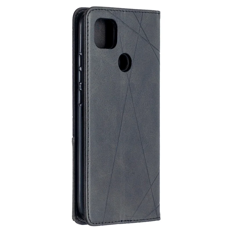 Geometric Pattern Stand Leather with Card Holder Case for Xiaomi Redmi 9C / Redmi 9C NFC - Black