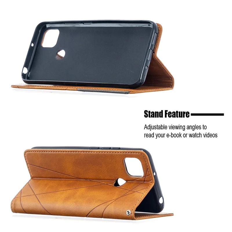 Geometric Pattern Stand Leather with Card Holder Case for Xiaomi Redmi 9C / Redmi 9C NFC - Yellow